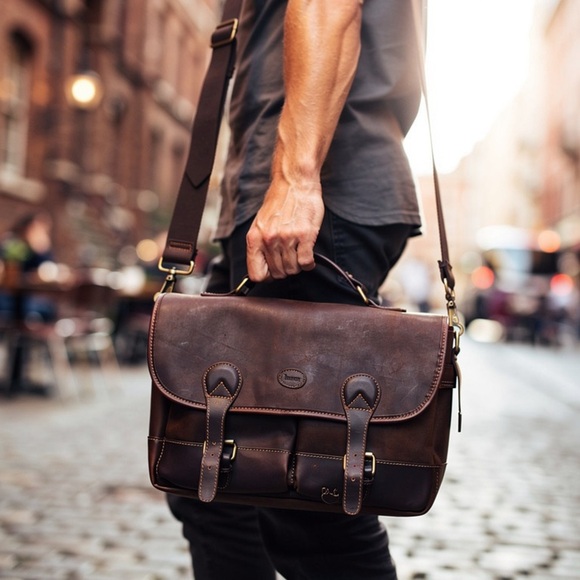 Baron Sweden Luxury Leather Briefcase Laptop Carry On Satchel New With Tag - Picture 3 of 15